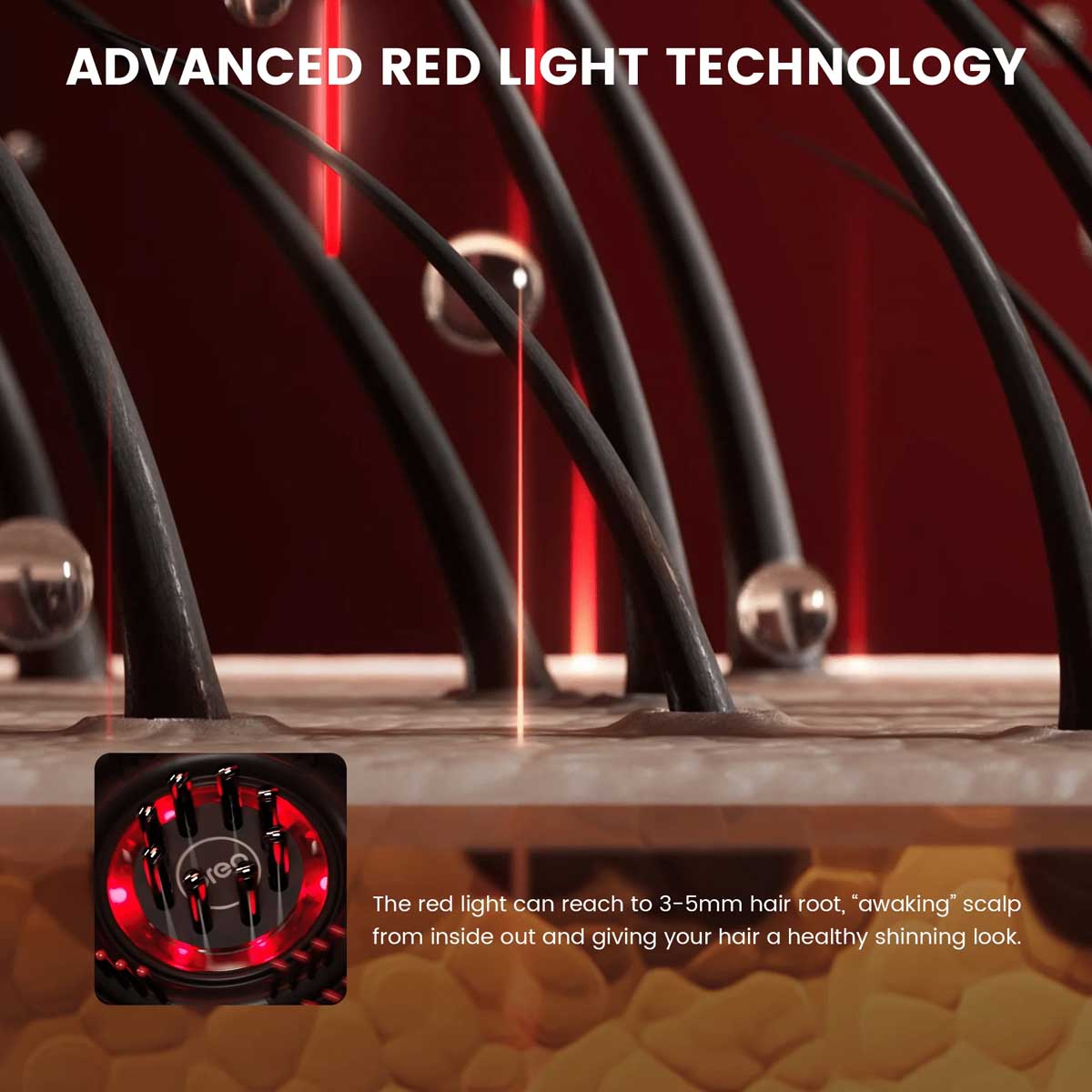 Hair Grow PRO | Red Light Therapy & Deep Scalp Stimulation Comb |