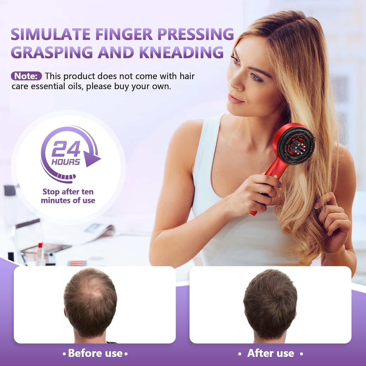 Hair Grow PRO | Red Light Therapy & Deep Scalp Stimulation Comb |