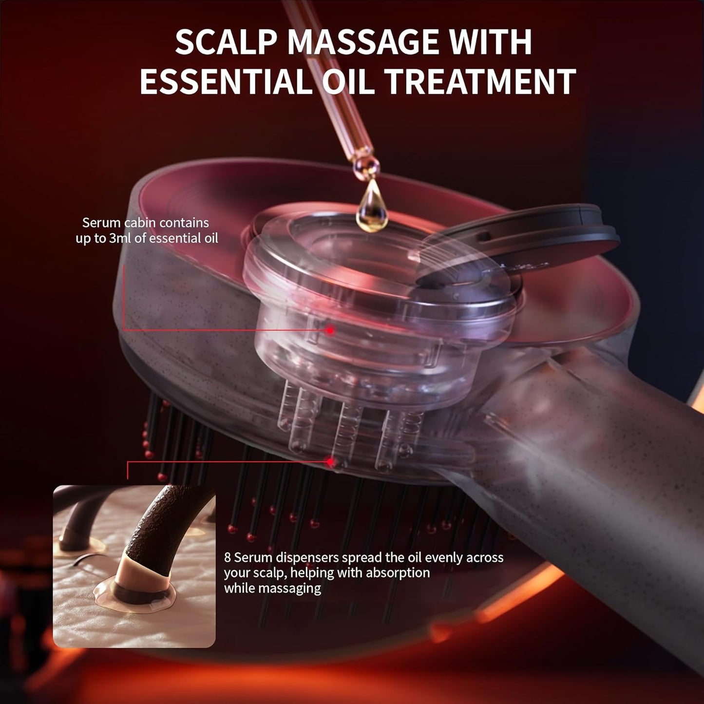 Hair Grow PRO | Red Light Therapy & Deep Scalp Stimulation Comb |