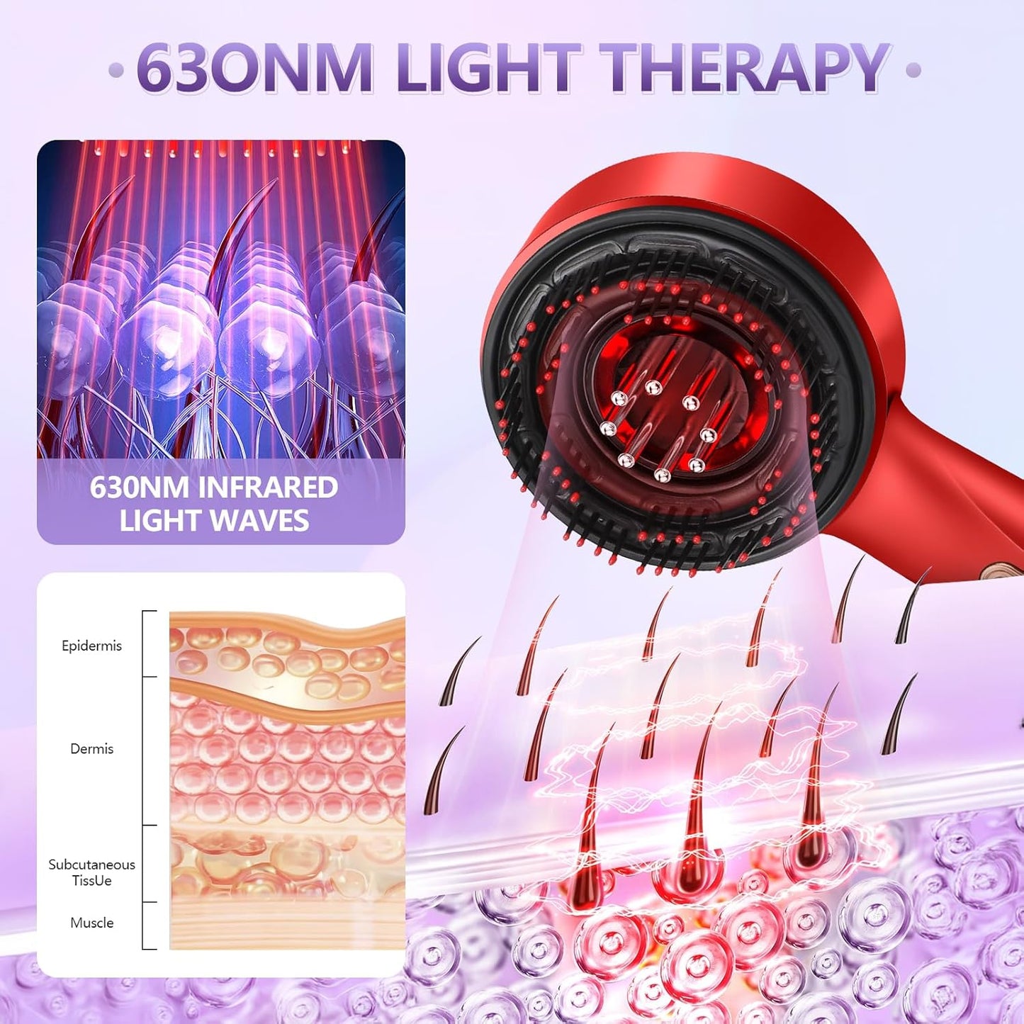 Hair Grow PRO | Red Light Therapy & Deep Scalp Stimulation Comb |